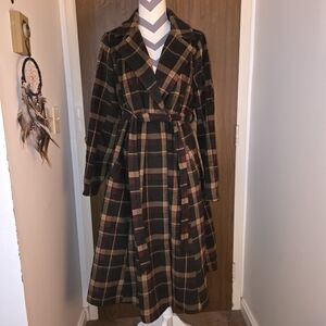 Torrid Dark Plaid Dress Coat with Belt